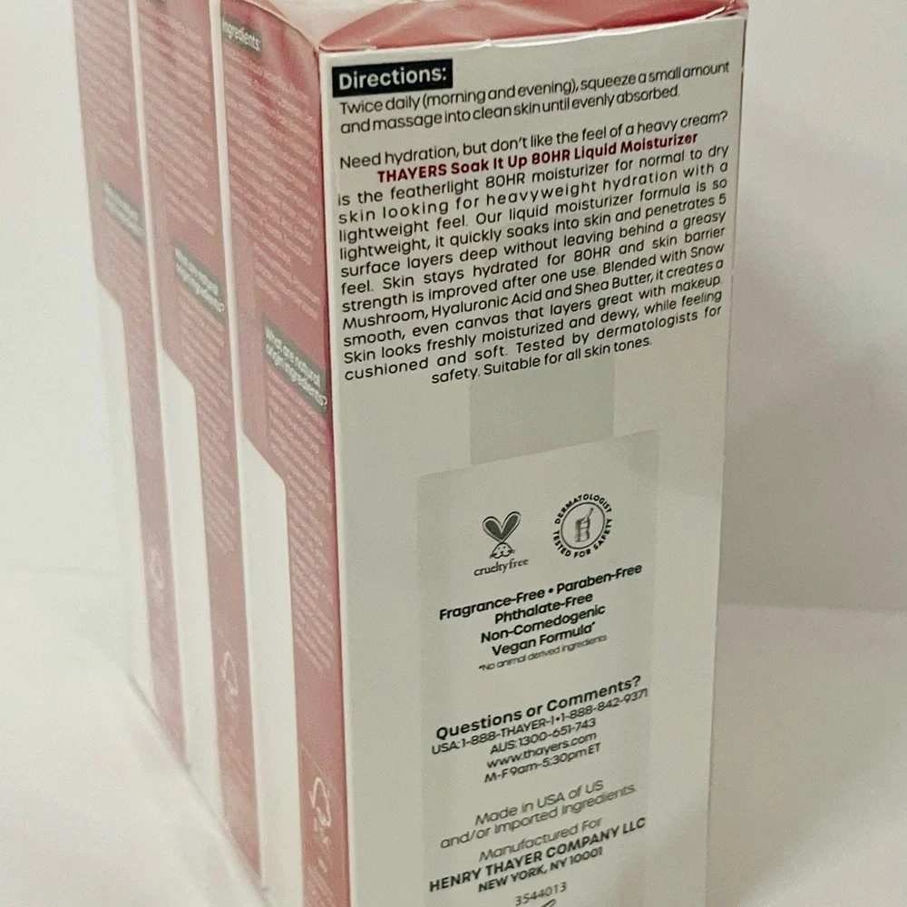 Thayers Soak It Up 80 Hr Liquid Moisturizer Normal To Dry Skin 2.5 oz X 3 PACK - Picture 7 of 10